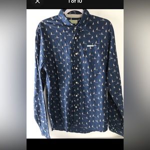 Scotch & Soda Amsterdam Men's Sail Boats Print Long Sleeve Size Large Blue